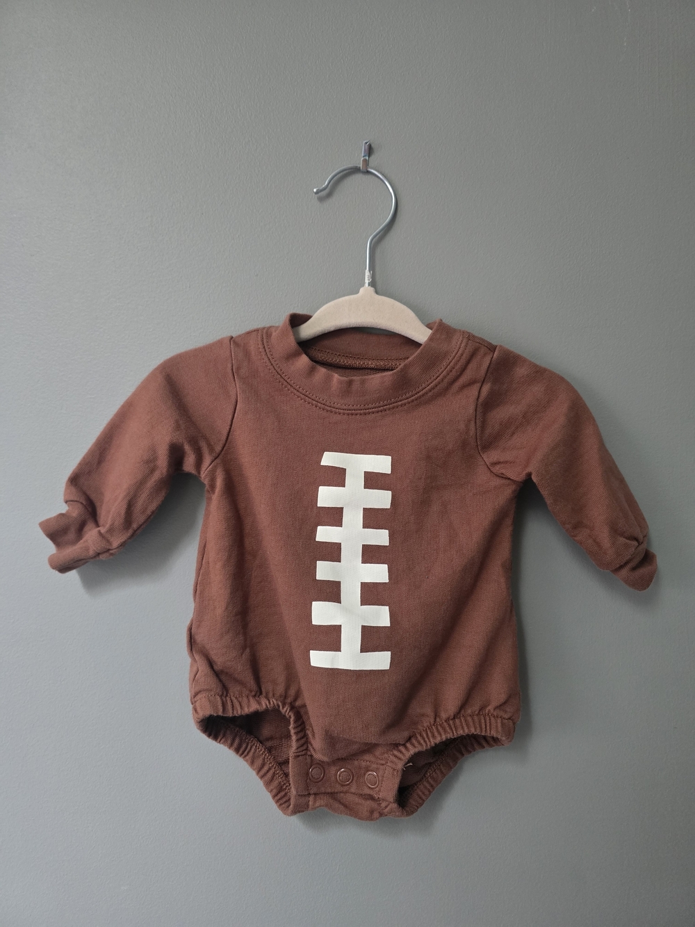 Carter's Brown Football-Print Long-Sleeve Baby One-Piece Newborn